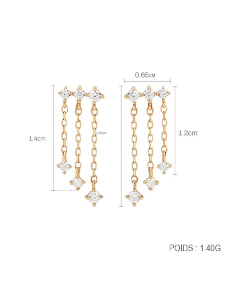 Boucles d'oreilles argent 925 doré à l'or fin - BARRETTE