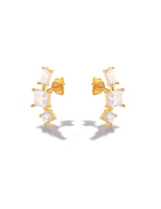 Boucles d'oreilles argent 925 doré à l'or fin - TRIO CZ...