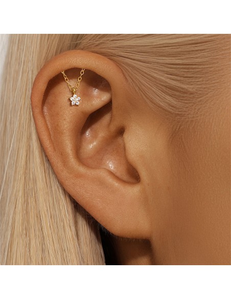 Labret FLOWER POW 1,2mm - argent 925 doré à l'or fin