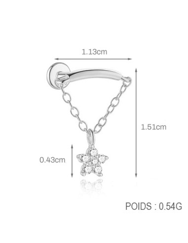 Labret FLOWER POW 1,2mm - argent 925