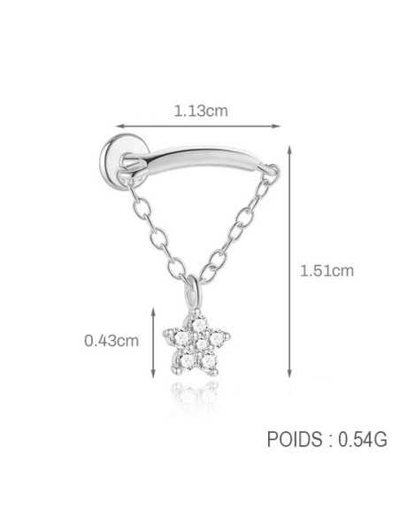 Labret FLOWER POW 1,2mm - argent 925