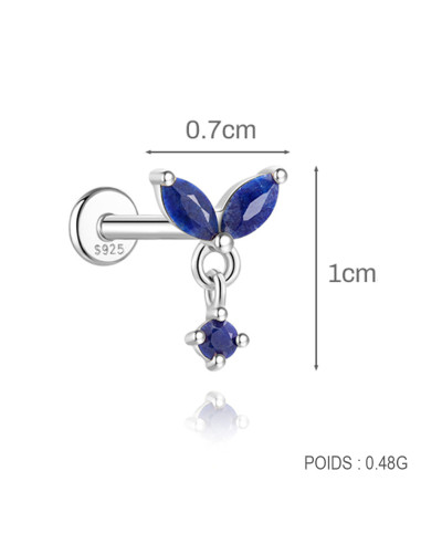 Labret Lotus 2 lapis lazuli 1.2mm - argent 925