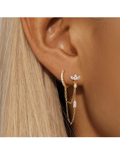 LOTUS CHAÎNE – Boucle d’oreille double en argent 925 doré... 2