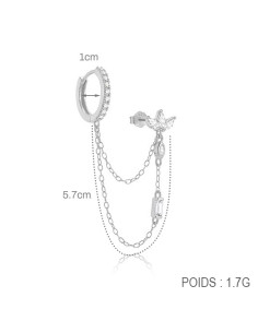 LOTUS CHAÎNE – Boucle d’oreille double en argent 925