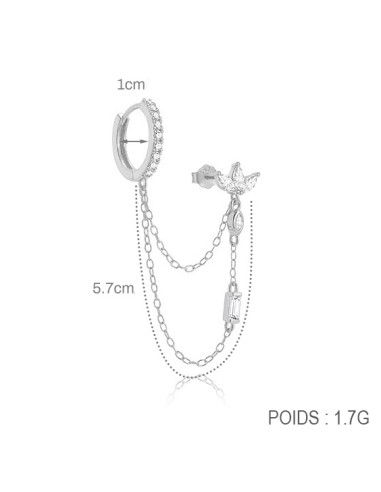 LOTUS CHAÎNE – Boucle d’oreille double en...