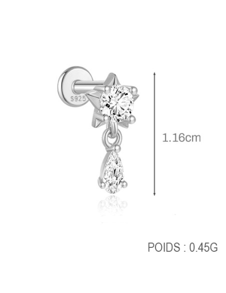 Labret ETOILE 1.2mm - argent 925